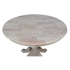 Table à manger ronde inachevée en bois massif avec plateau en billot – 4 places – Hauteur table à manger / comptoir / bar
