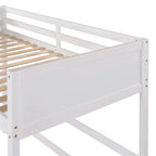 Lit mezzanine simple en pin massif, coloris espresso / blanc / gris, avec échelle et barrières de sécurité