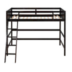 Lit mezzanine simple en pin massif, coloris espresso / blanc / gris, avec échelle et barrières de sécurité