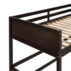 Lit mezzanine simple en pin massif, coloris espresso / blanc / gris, avec échelle et barrières de sécurité