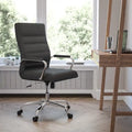 Fauteuil de bureau de direction pivotant à dossier haut en similicuir noir / blanc / gris / marron, avec dossier capitonné, accoudoirs rembourrés et hauteur réglable – Simple