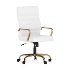 Fauteuil de bureau de direction pivotant à dossier haut en similicuir noir / blanc / gris / marron, avec dossier capitonné, accoudoirs rembourrés et hauteur réglable – Simple