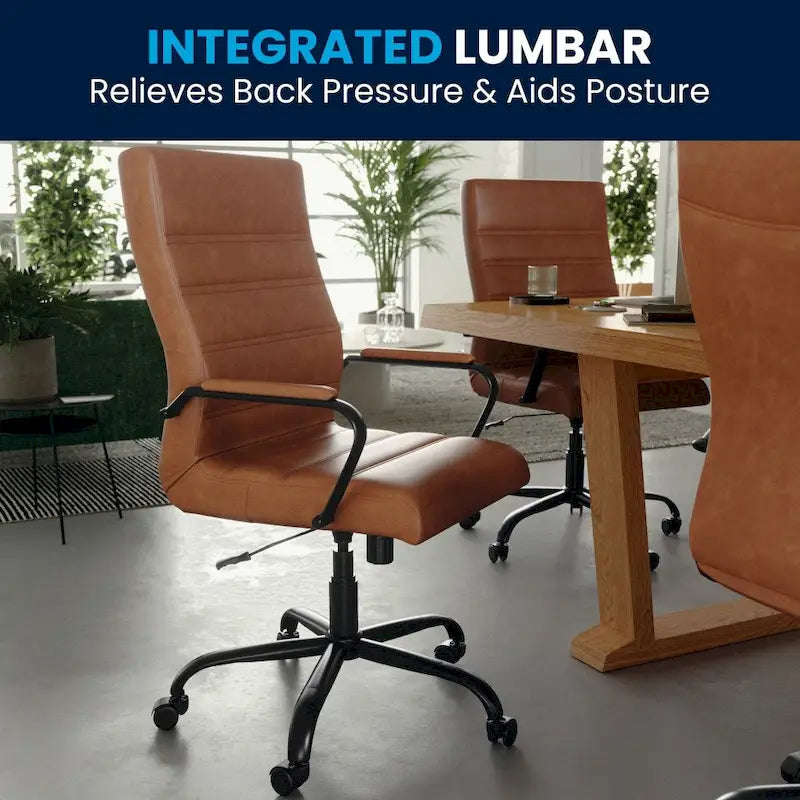 Fauteuil de bureau de direction pivotant à dossier haut en similicuir noir / blanc / gris / marron, avec dossier capitonné, accoudoirs rembourrés et hauteur réglable – Simple