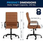 Fauteuil de bureau de direction pivotant à dossier haut en similicuir noir / blanc / gris / marron, avec dossier capitonné, accoudoirs rembourrés et hauteur réglable – Simple