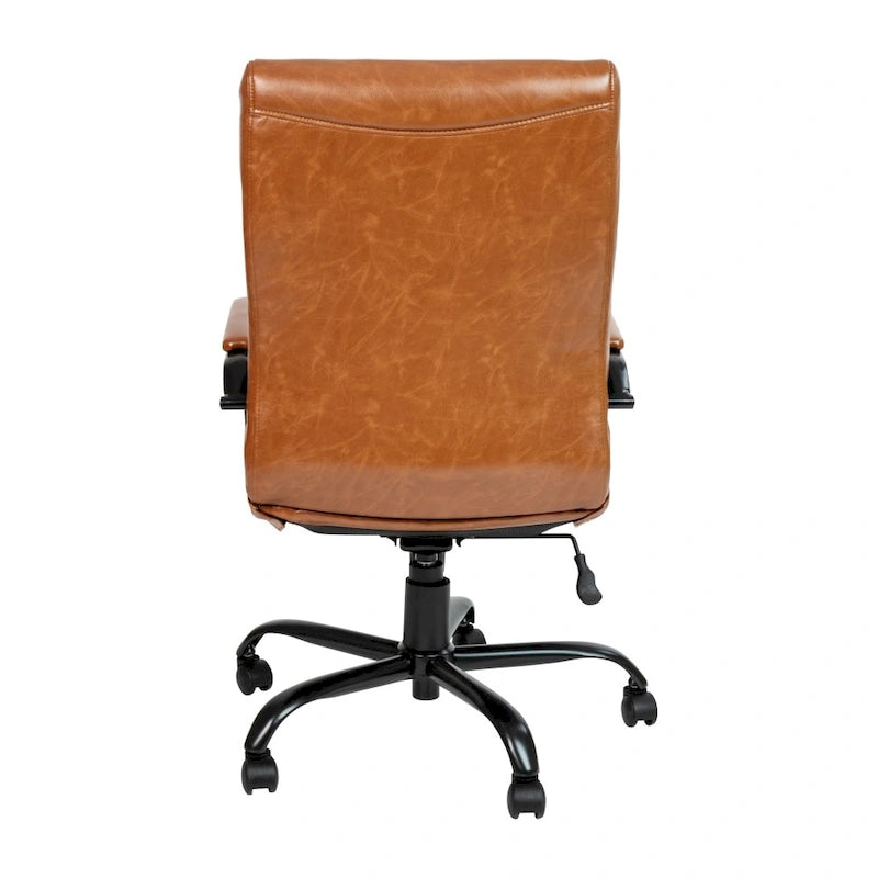 Fauteuil de bureau de direction pivotant à dossier haut en similicuir noir / blanc / gris / marron, avec dossier capitonné, accoudoirs rembourrés et hauteur réglable – Simple