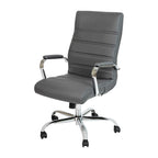 Fauteuil de bureau de direction pivotant à dossier haut en similicuir noir / blanc / gris / marron, avec dossier capitonné, accoudoirs rembourrés et hauteur réglable – Simple