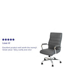Fauteuil de bureau de direction pivotant à dossier haut en similicuir noir / blanc / gris / marron, avec dossier capitonné, accoudoirs rembourrés et hauteur réglable – Simple