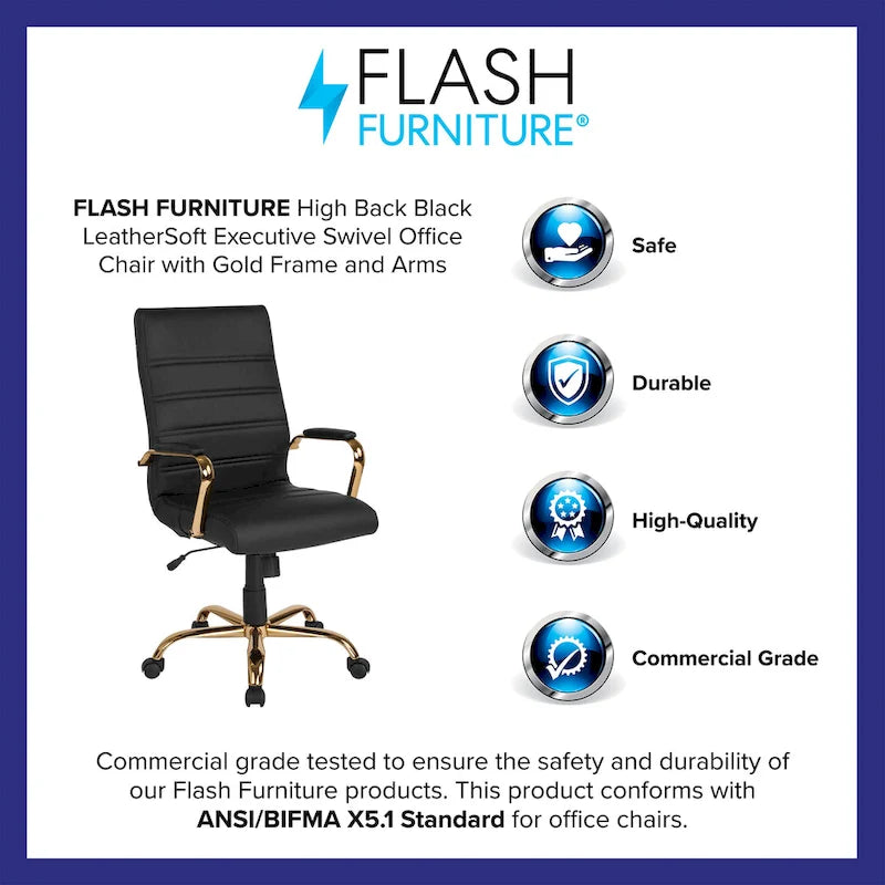 Fauteuil de bureau de direction pivotant à dossier haut en similicuir noir / blanc / gris / marron, avec dossier capitonné, accoudoirs rembourrés et hauteur réglable – Simple
