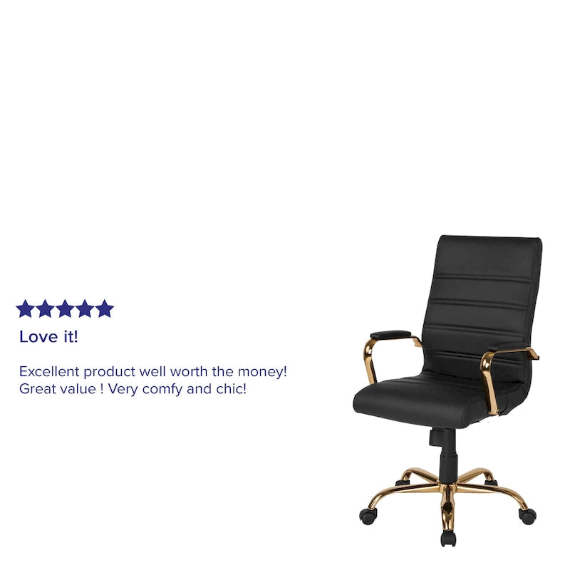 Fauteuil de bureau de direction pivotant à dossier haut en similicuir noir / blanc / gris / marron, avec dossier capitonné, accoudoirs rembourrés et hauteur réglable – Simple