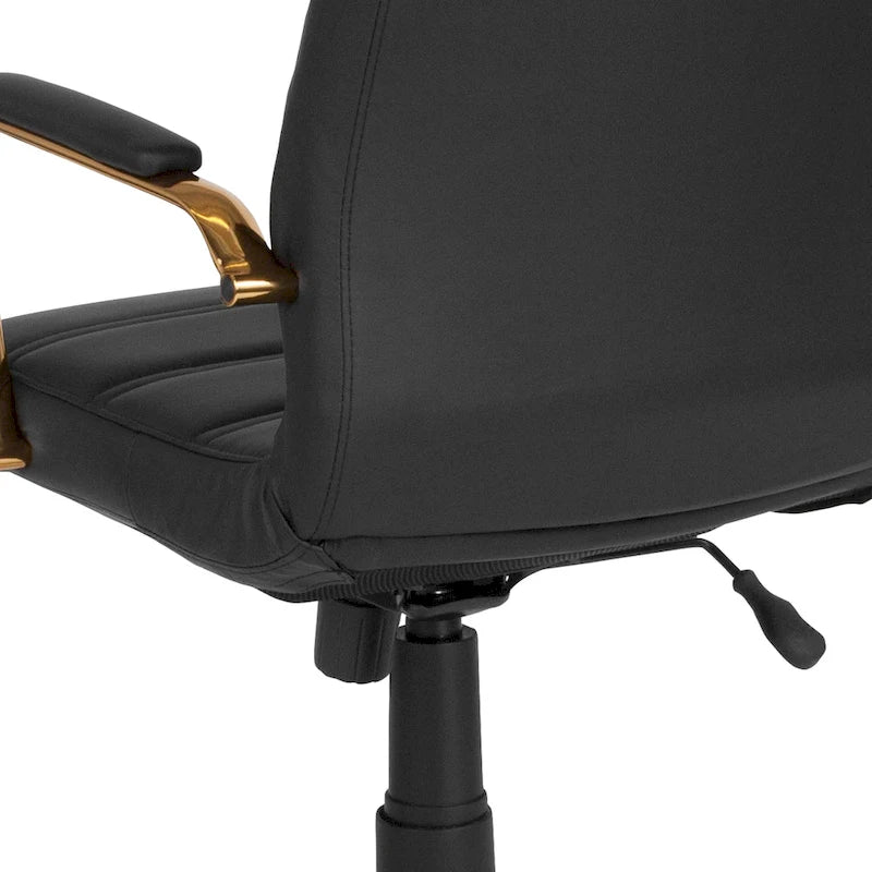 Fauteuil de bureau de direction pivotant à dossier haut en similicuir noir / blanc / gris / marron, avec dossier capitonné, accoudoirs rembourrés et hauteur réglable – Simple