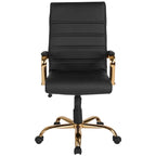 Fauteuil de bureau de direction pivotant à dossier haut en similicuir noir / blanc / gris / marron, avec dossier capitonné, accoudoirs rembourrés et hauteur réglable – Simple