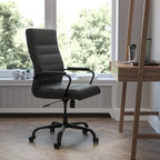 Fauteuil de bureau de direction pivotant à dossier haut en similicuir noir / blanc / gris / marron, avec dossier capitonné, accoudoirs rembourrés et hauteur réglable – Simple