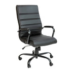 Fauteuil de bureau de direction pivotant à dossier haut en similicuir noir / blanc / gris / marron, avec dossier capitonné, accoudoirs rembourrés et hauteur réglable – Simple