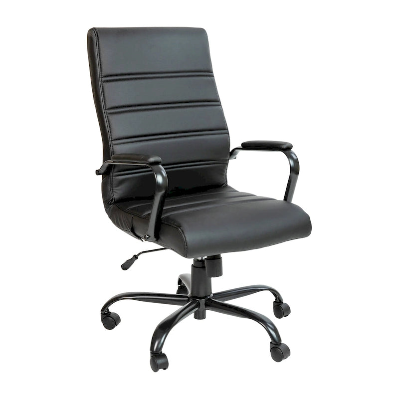Fauteuil de bureau de direction pivotant à dossier haut en similicuir noir / blanc / gris / marron, avec dossier capitonné, accoudoirs rembourrés et hauteur réglable – Simple