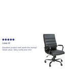 Fauteuil de bureau de direction pivotant à dossier haut en similicuir noir / blanc / gris / marron, avec dossier capitonné, accoudoirs rembourrés et hauteur réglable – Simple