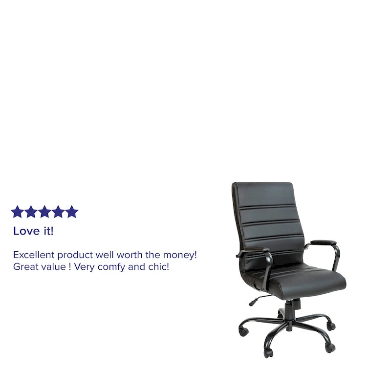 Fauteuil de bureau de direction pivotant à dossier haut en similicuir noir / blanc / gris / marron, avec dossier capitonné, accoudoirs rembourrés et hauteur réglable – Simple