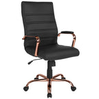Fauteuil de bureau de direction pivotant à dossier haut en similicuir noir / blanc / gris / marron, avec dossier capitonné, accoudoirs rembourrés et hauteur réglable – Simple
