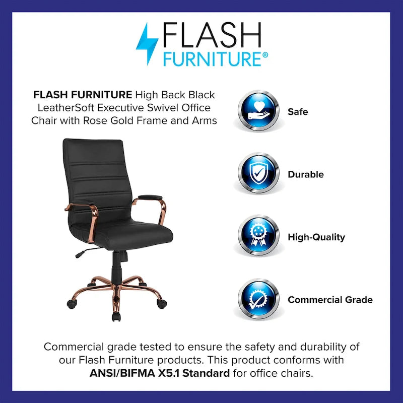 Fauteuil de bureau de direction pivotant à dossier haut en similicuir noir / blanc / gris / marron, avec dossier capitonné, accoudoirs rembourrés et hauteur réglable – Simple