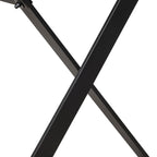 Bureau d'ordinateur industriel en noyer, métal et placage de bois avec base en X, 3 tiroirs et prise USB + courant – Simple