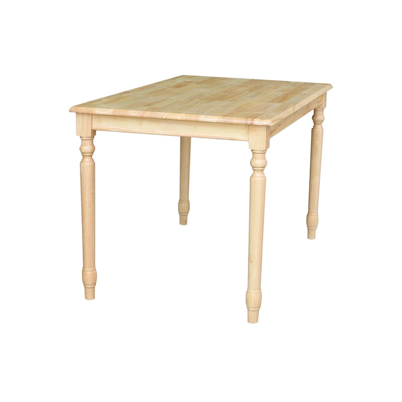 Table de salle à manger de ferme en bois massif naturel avec plateau de boucher et pieds tournés – 4 places