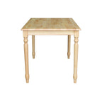 Table de salle à manger de ferme en bois massif naturel avec plateau de boucher et pieds tournés – 4 places