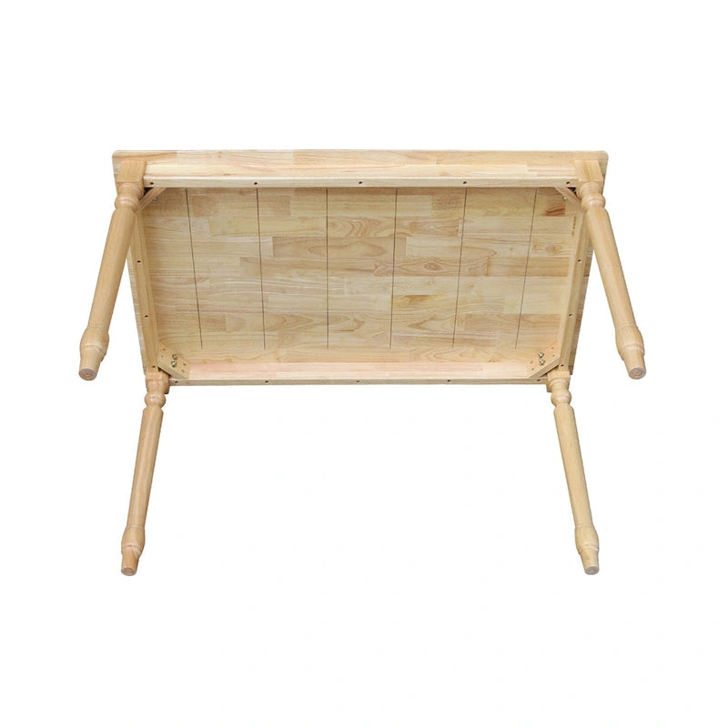 Table de salle à manger de ferme en bois massif naturel avec plateau de boucher et pieds tournés – 4 places