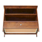 Meuble TV d'angle de style « Mission » en bois massif avec tiroir et étagères, finitions au choix : non teinté / expresso / gris taupe délavé / blanc / bleu océan / gris chiné vieilli / noir