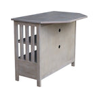 Meuble TV d'angle de style « Mission » en bois massif avec tiroir et étagères, finitions au choix : non teinté / expresso / gris taupe délavé / blanc / bleu océan / gris chiné vieilli / noir
