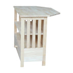 Meuble TV d'angle de style « Mission » en bois massif avec tiroir et étagères, finitions au choix : non teinté / expresso / gris taupe délavé / blanc / bleu océan / gris chiné vieilli / noir