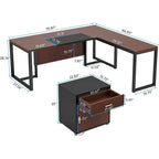 Bureau de direction en L avec caisson mobile – Noir Marron / Noyer Blanc / Gris Rustique Noir / Marron Rustique Noir – Simple