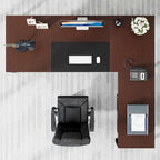 Bureau de direction en L avec caisson mobile – Noir Marron / Noyer Blanc / Gris Rustique Noir / Marron Rustique Noir – Simple