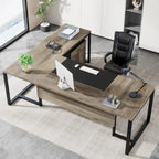 Bureau de direction en L avec caisson mobile – Noir Marron / Noyer Blanc / Gris Rustique Noir / Marron Rustique Noir – Simple