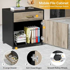 Bureau de direction en L avec caisson mobile – Noir Marron / Noyer Blanc / Gris Rustique Noir / Marron Rustique Noir – Simple
