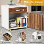 Bureau de direction en L avec caisson mobile – Noir Marron / Noyer Blanc / Gris Rustique Noir / Marron Rustique Noir – Simple