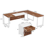 Bureau de direction en L avec caisson mobile – Noir Marron / Noyer Blanc / Gris Rustique Noir / Marron Rustique Noir – Simple
