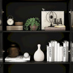 Bibliothèque haute blanche avec 2 portes vitrées, étagères réglables et tiroir – 180 cm H
