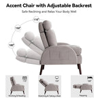 Chaise longue en velours gris/beige/gris foncé avec dossier réglable et pouf de rangement – Individuel