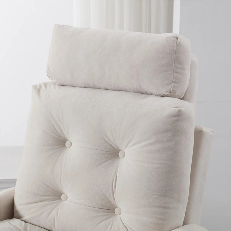 Chaise longue en velours gris/beige/gris foncé avec dossier réglable et pouf de rangement – Individuel