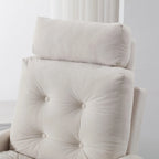 Chaise longue en velours gris/beige/gris foncé avec dossier réglable et pouf de rangement – Individuel