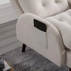 Chaise longue en velours gris/beige/gris foncé avec dossier réglable et pouf de rangement – Individuel