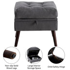 Chaise longue en velours gris/beige/gris foncé avec dossier réglable et pouf de rangement – Individuel