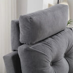 Chaise longue en velours gris/beige/gris foncé avec dossier réglable et pouf de rangement – Individuel