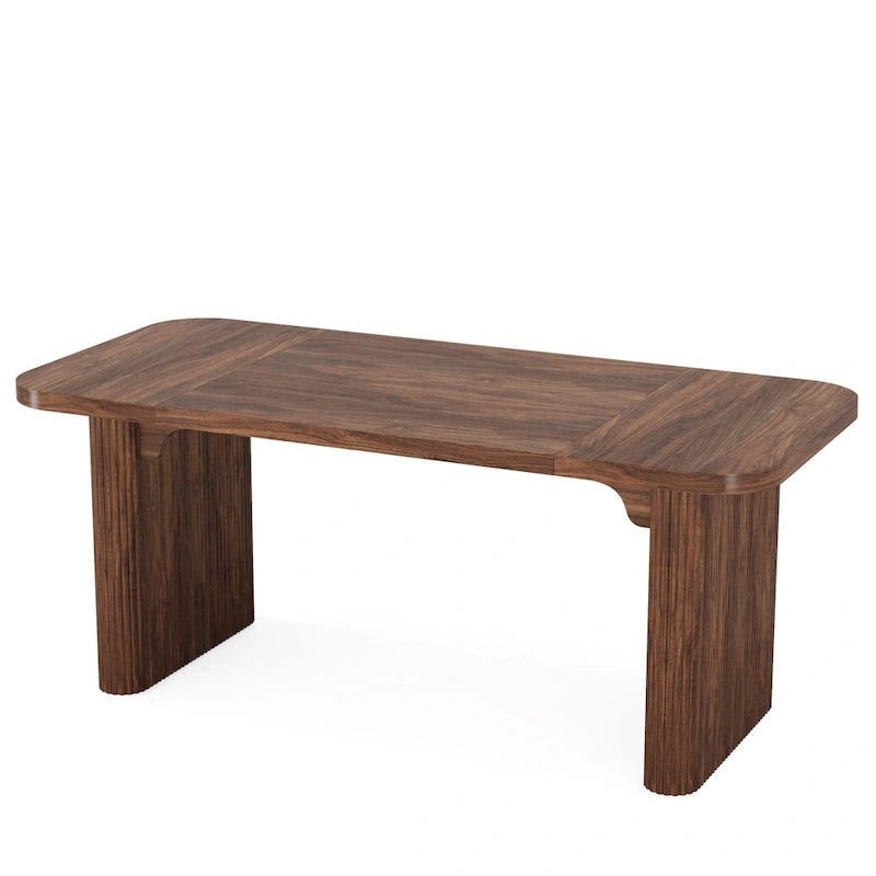 Bureau de direction 160 cm en bois composite naturel/marron avec étagère inférieure et patins – Simple