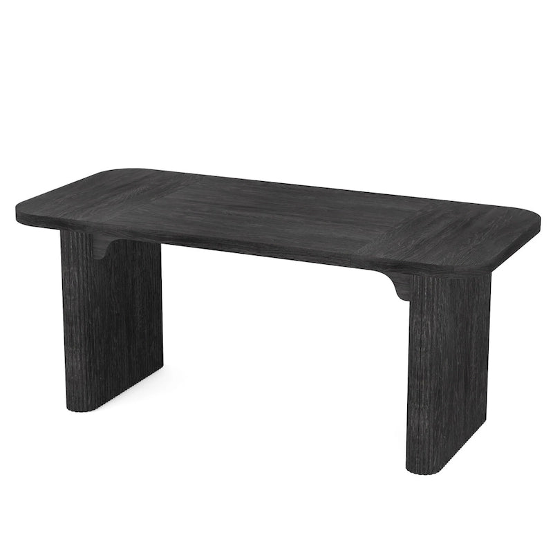 Bureau de direction 160 cm en bois composite naturel/marron avec étagère inférieure et patins – Simple