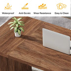 Bureau de direction 160 cm en bois composite naturel/marron avec étagère inférieure et patins – Simple