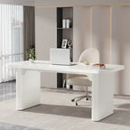 Bureau de direction 160 cm en bois composite naturel/marron avec étagère inférieure et patins – Simple