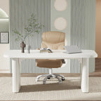 Bureau de direction 160 cm en bois composite naturel/marron avec étagère inférieure et patins – Simple