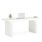 Bureau de direction 160 cm en bois composite naturel/marron avec étagère inférieure et patins – Simple