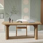 Bureau de direction 160 cm en bois composite naturel/marron avec étagère inférieure et patins – Simple