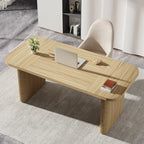 Bureau de direction 160 cm en bois composite naturel/marron avec étagère inférieure et patins – Simple